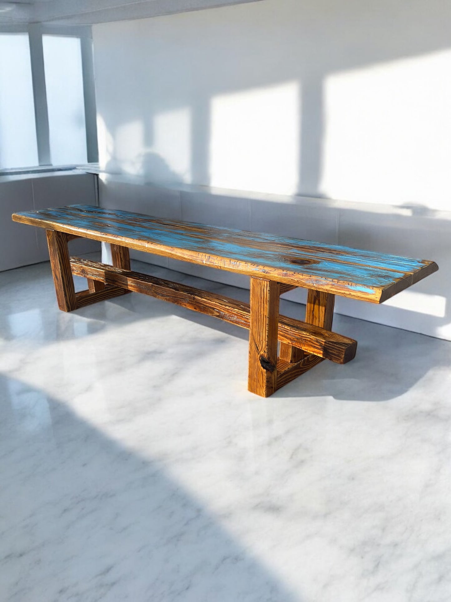 kerf and bevel custom island furniture solid wood rustic dining bench and entry bench