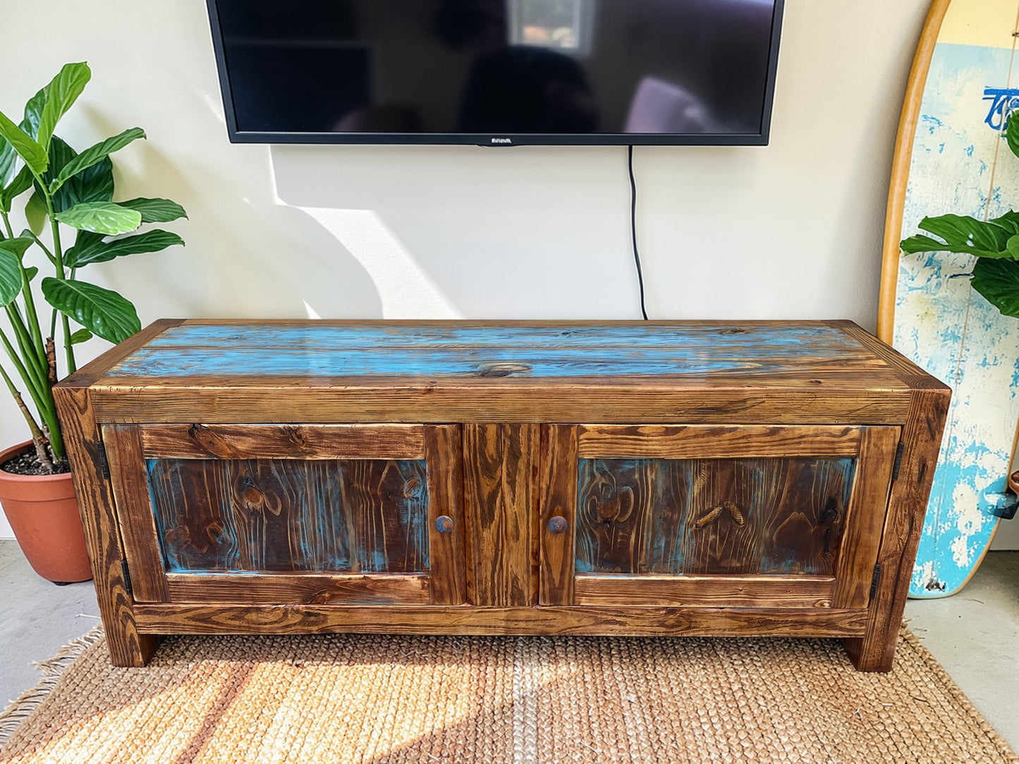 solid wood vintage coastal console table built in boca raton florida by kerf and bevel