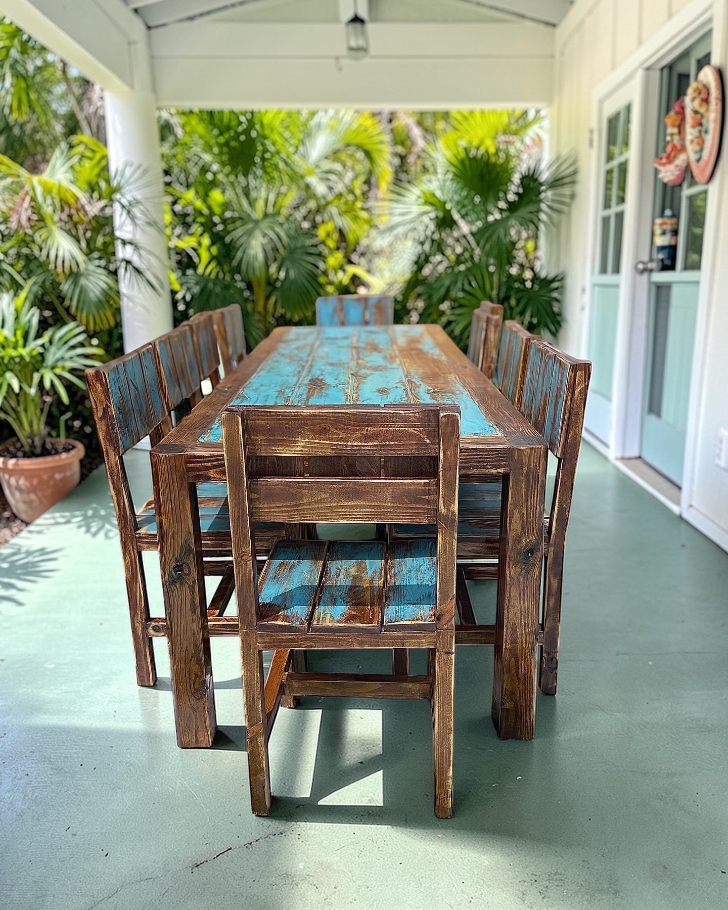 11 piece Hand Crafted Coastal Farmhouse Dining Table set